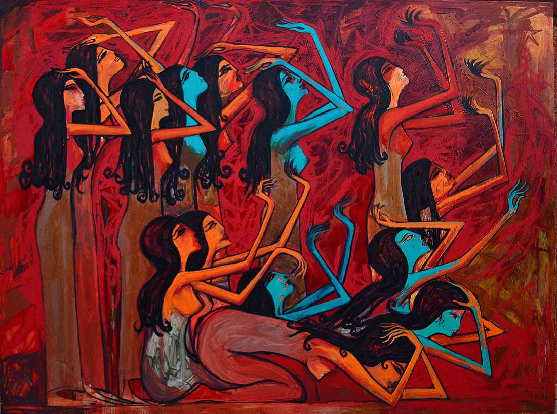 Wailing women 2013, oil on Canvas 120 x 160 cm.