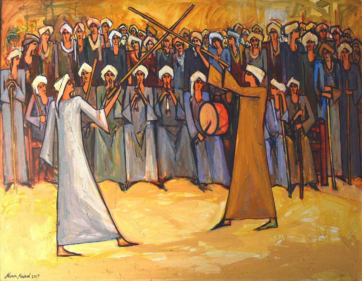 Alaa Awad painting - Eltahtib - Oil on Canvas, 90x70 cm, 2017