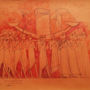 The Boat Carriers, 50 x 65 cm, pen on paper, 2016 (sold)