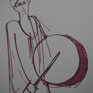 Drummer 2, 50 x 65 cm, marker on paper, 2016