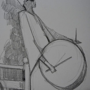 Drummer 1, 50 x 70 cm, charcoal on paper, 2016