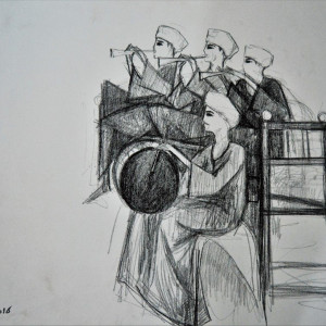 The Musicians 4, 50 x 70 cm, charcoal on paper, 2016