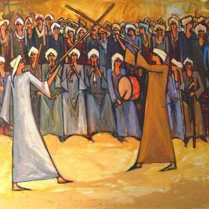 Alaa Awad painting - Eltahtib - Oil on Canvas, 90x70 cm, 2017