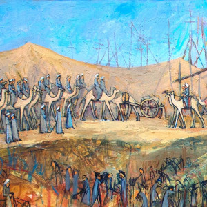 Oil on canvas , 150 × 300 cm Suez canal 2019