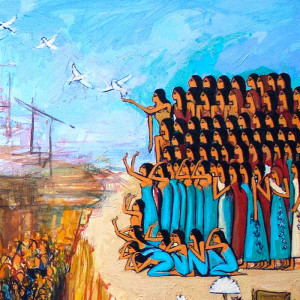 Oil on canvas , 150 × 300 cm Suez canal 2019